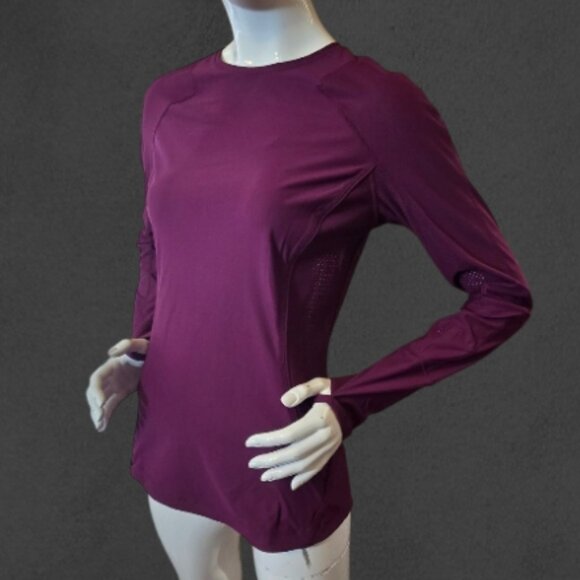Pink Plum Mulberry Long  ATHLETA Crewneck Breathable Workout Shirt sz M - Picture 6 of 7